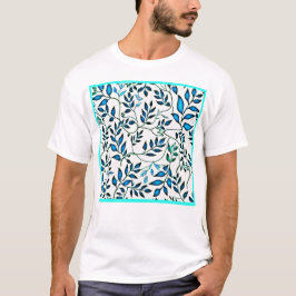 Camiseta Arte com Padrão de Folhagem Colorida