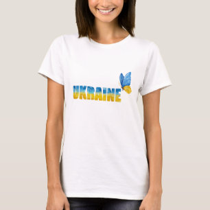 Camiseta Arte com Palavras Borboleta Ucrânia Aquarela