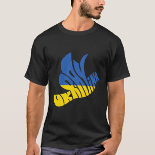 Camiseta Arte com Palavras da Pomba da Paz da Ucrânia - Org