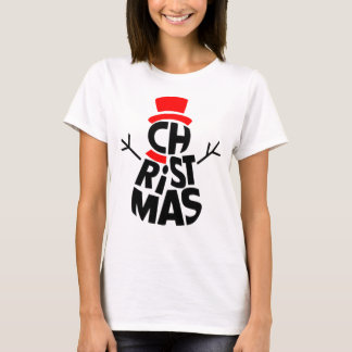 Camiseta Arte com Palavras de Boneco de Neve de Natal
