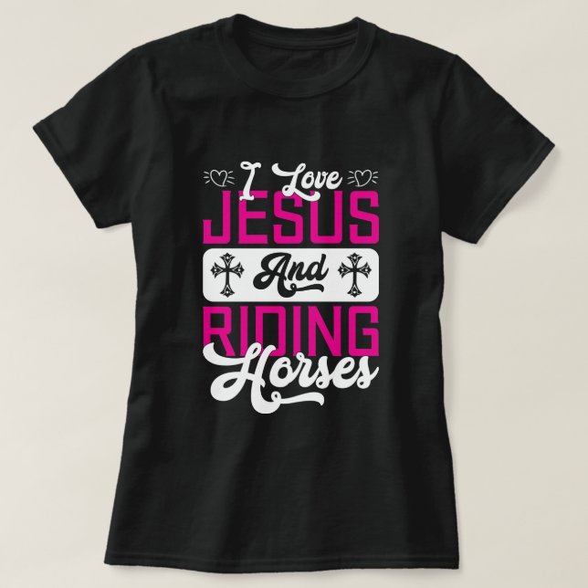 Camiseta Arte com palavras de cavalos Jesus fofo  (Frente do Design)