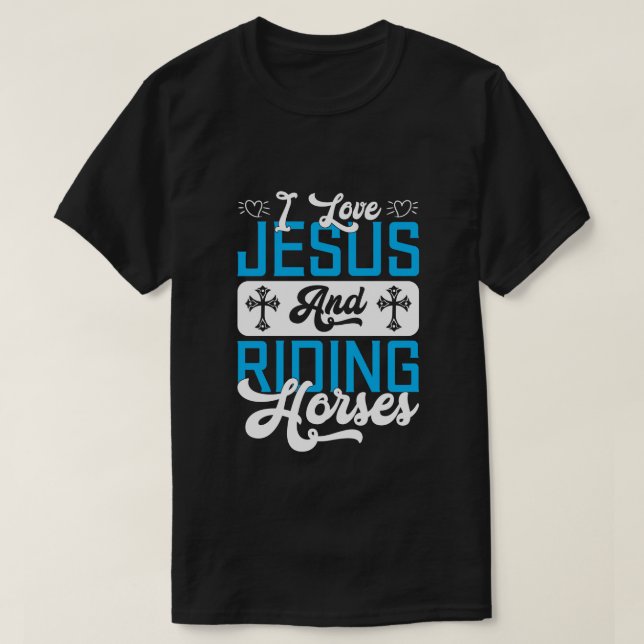 Camiseta Arte com palavras de cavalos Jesus fofo  (Frente do Design)