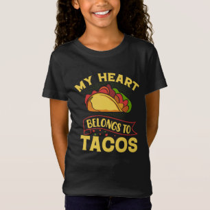 Camiseta Arte com palavras de coração de taco engraçado