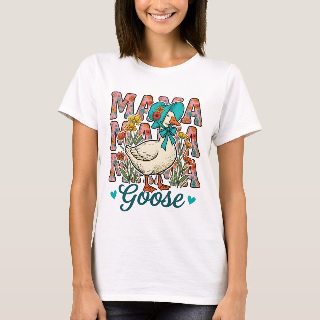 Camiseta Arte com palavras de ganso Mamãe fofa (Frente)