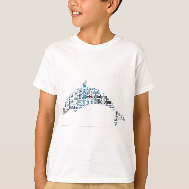 Camiseta Arte com Palavras de Golfinho (Frente)