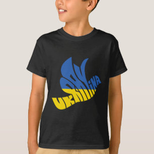Camiseta Arte com Palavras de Pombo da Paz da Ucrânia - Org