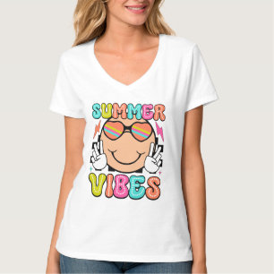 Camiseta Arte com palavras de vibrações de verão divertido
