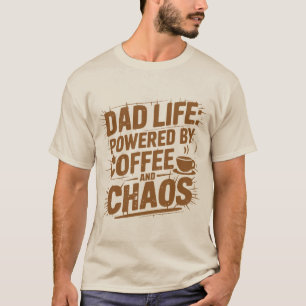 Camiseta Arte com palavras vida de pai engraçada café caos