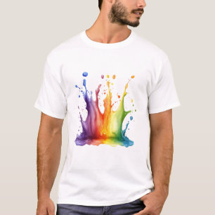 Camiseta Arte Conceitual Colorida em Cores de Arco-íris Des