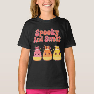 Camiseta Arte Cor-de-Rosa Fofa Estrelas Arco de Candy Corn
