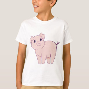 Camiseta Arte cor-de-rosa pequena bonito do porco