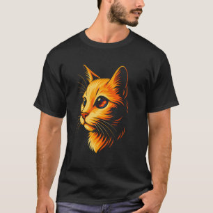 Camiseta Arte Cósmica, Gato Laranja Vibrante com Olho de Ga
