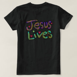 Camiseta Arte Cristã Desenhada à Mão Jesus Vive 