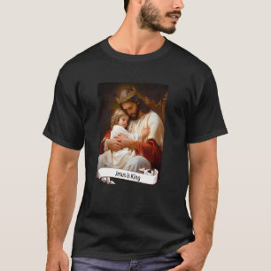 Camiseta Arte Cristã Jesus é Rei Jesus Te Ama Fé