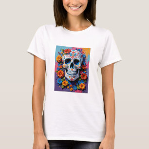 Camiseta Arte Crônica de Açúcar Floral Vibrante para Criati