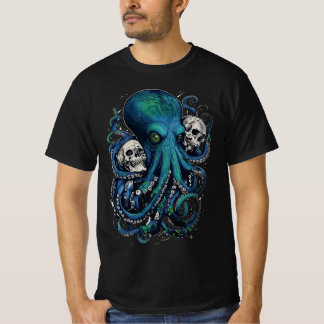 Camiseta Arte Crônica Escura - Octopus Gótico Horror T-shir