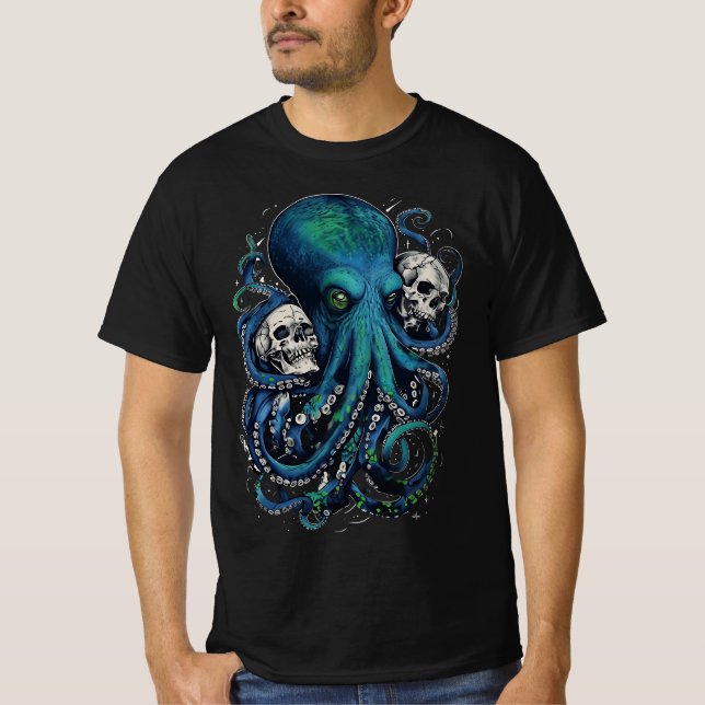 Camiseta Arte Crônica Escura - Octopus Gótico Horror T-shir (Frente)