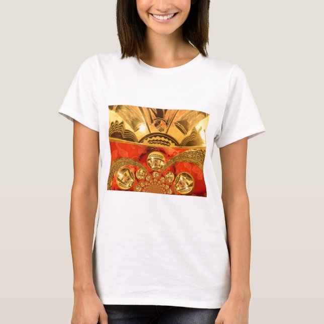 Camiseta Arte Cultural Africana: Design Vermelho Ouro Rico (Frente)