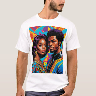 Camiseta Arte Cultural Colorida de Poder Afrocêntr