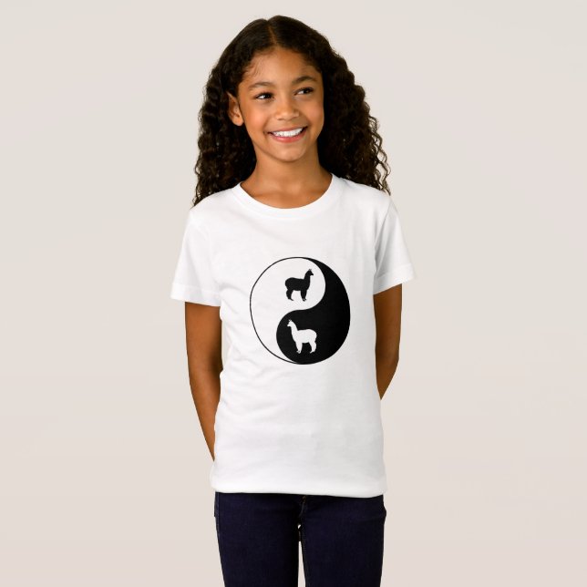 Camiseta Arte da alpaca de Yin Yang (Frente Completa)