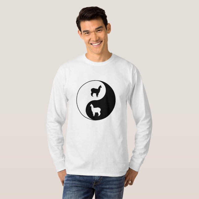 Camiseta Arte da alpaca de Yin Yang (Frente Completa)
