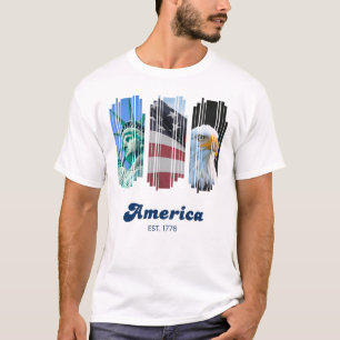Camiseta Arte da América Fragmentada, Vermelha e Branca