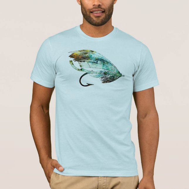 Camiseta Arte da atração da pesca com mosca da aguarela (Frente)