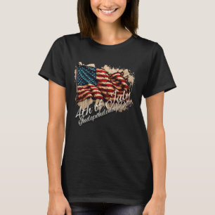 Camiseta Arte da Bandeira Americana Vintage para 4 de Julho