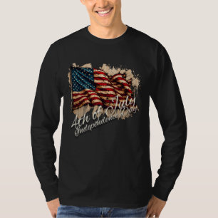 Camiseta Arte da Bandeira Americana Vintage para 4 de Julho