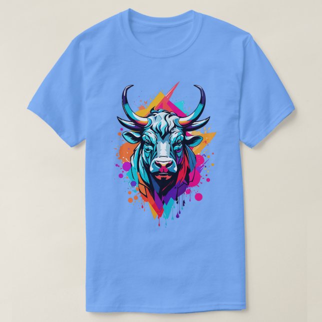 Camiseta Arte Da Cabeça De Touro (Frente do Design)