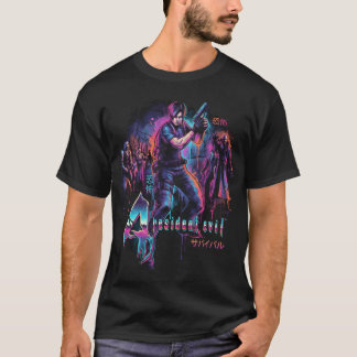 Camiseta Arte da Capa do Resident Evil 4 Japonês Kanji Leon
