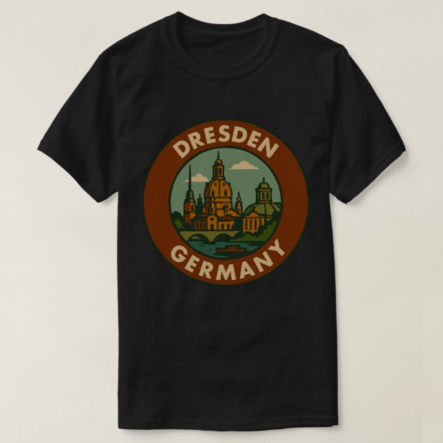 Camiseta Arte da Cidade de Dresden Alemanha (Frente do Design)