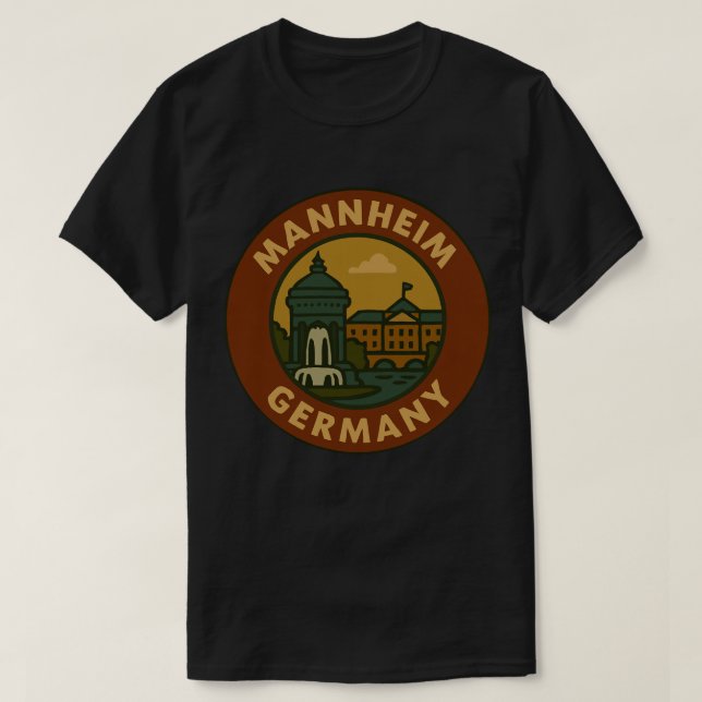 Camiseta Arte da Cidade de Mannheim Alemanha (Frente do Design)