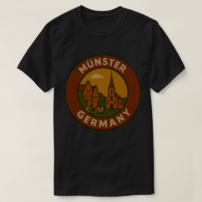 Camiseta Arte da Cidade de Münster Alemanha (Frente do Design)