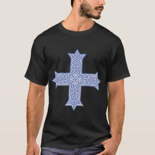 Camiseta Arte da Cruz Copta Azul Lapis Premium