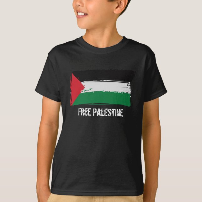 Camiseta Arte da escova da bandeira de Palestina - (Frente)