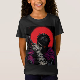 Camiseta Arte da Espada Vermelha da Lua do Guerreiro Anime 