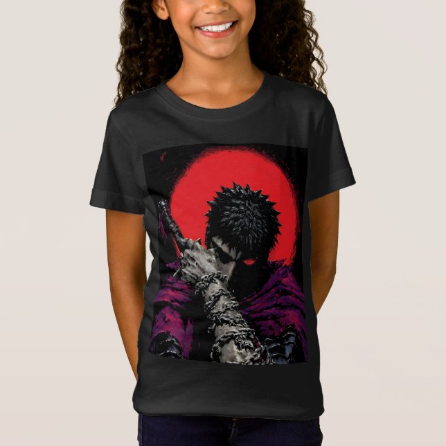 Camiseta Arte da Espada Vermelha da Lua do Guerreiro Anime  (Frente)