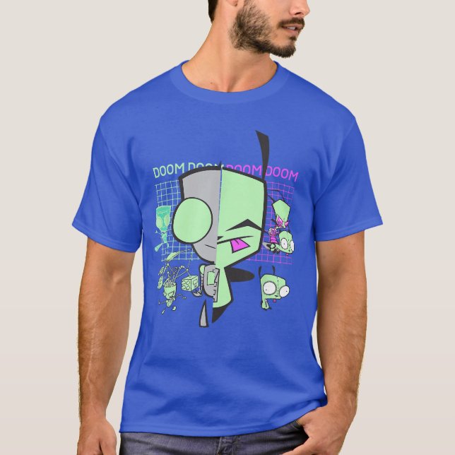 Camiseta Arte da face dividida do Gridechno do Doom Gir do  (Frente)