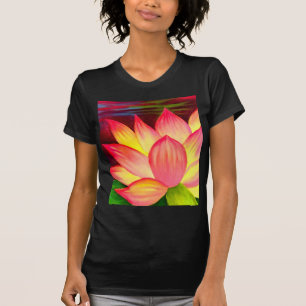 Camiseta Arte da flor do lírio de água de Lotus do chinê