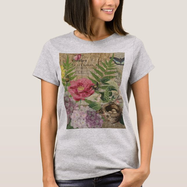 Camiseta Arte da Flor Floral do Ninho Floral (Frente)