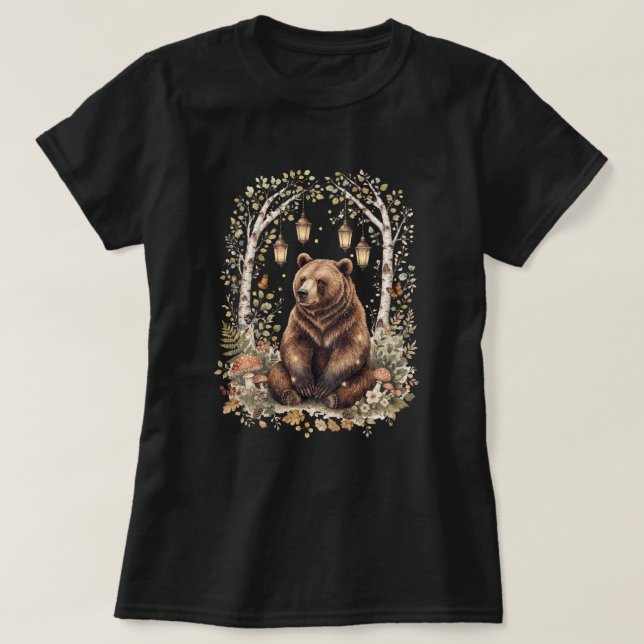 Camiseta Arte da Floresta da Lanterna do Urso da Floresta (Frente do Design)