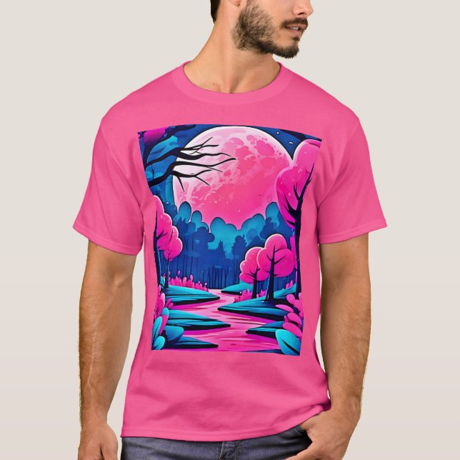 Camiseta Arte da Floresta Rosa-Ligada (Frente)