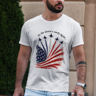 Camiseta Arte da Formação de Jatos Patrióticos Bandeira Ame