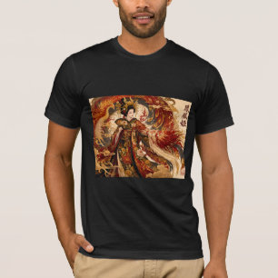 Camiseta Arte da Gésa Fênix Japonesa Desenho de Mitologia