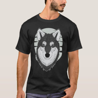Camiseta arte da impressão do rosto do cachorro Husky engra
