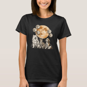 Camiseta Arte da Lua de Halloween do Gato Bengal Beagle Sam