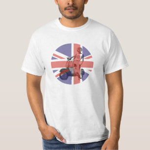 Camiseta Arte da menina do patinete dos anos sessenta