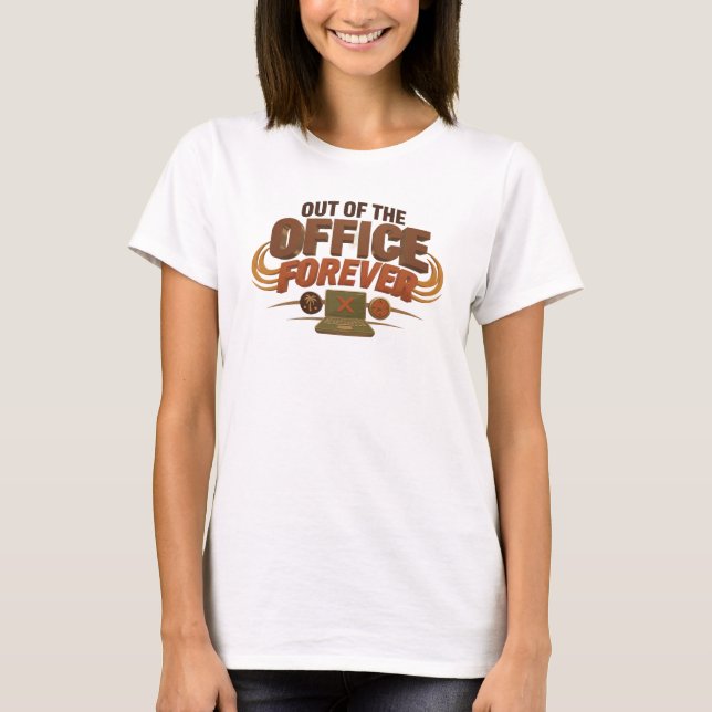 Camiseta Arte da Moda Vermelha Chic FORA DO TRABALHO (Frente)