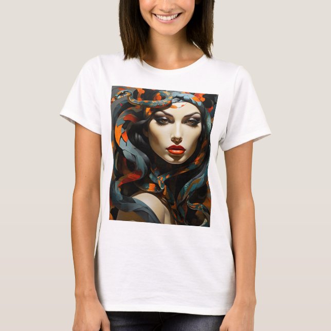 Camiseta Arte da mulher serpente (Frente)